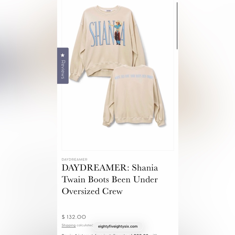 DAYDREAMER: Shania Twain Boots Been Under Oversized Crew- SmaLL